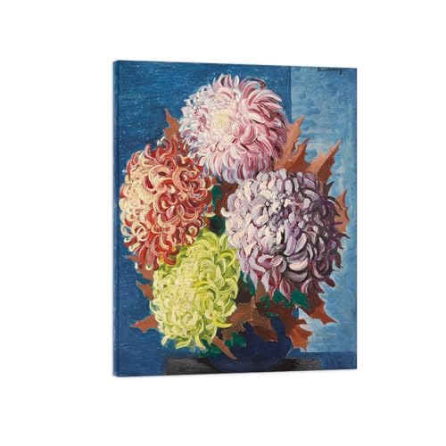 Tableau de fleurs abstrait 80x105cm encadré pour habiller un mur vide
