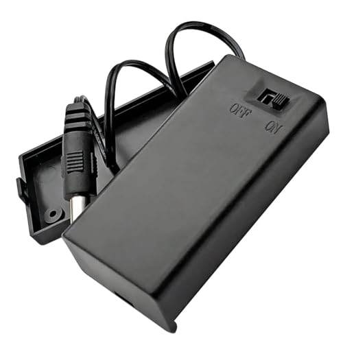 GTIWUNG 8 Stück 9V Kunststoff Batteriehalter Gehäuse mit 2.1x5.5 mm DC-Stecker und EIN/AUS Schalter, 9V Batteriehalter Projekt-Box mit Schalter und Abdeckung, mit Schrauben
