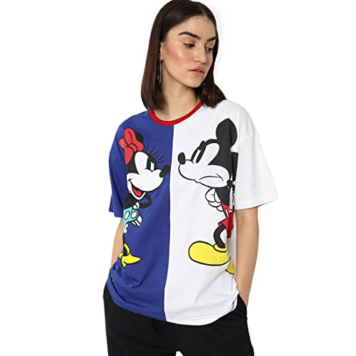 Image of Bewakoof Women Disney All Over Print Multicolor Short Sleeve Roundneck T-Shirt