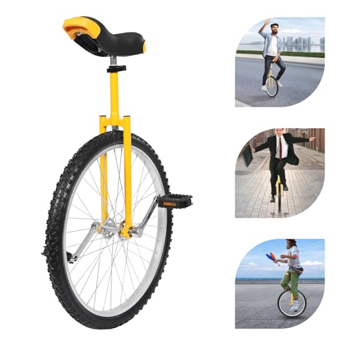 Image of Unicycle Adjustable Height Outdoor Unicycl One Wheel Bike with Aluminum Rlloy Rim, Mute Bearing for Novices Professionals Adults