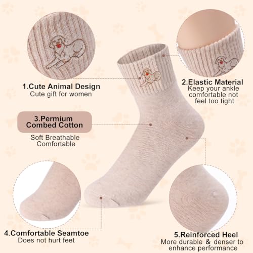 Image of Eurzom 10 Pairs Socks Womens Crew Elastic Ankle Length Cotton Socks Aesthetic Cute Lightweight Low Cut Gifts for Women