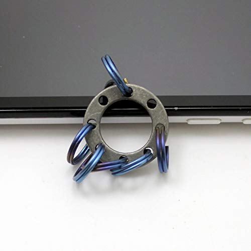 TIKING Titanium Accessories EDC UFO UNI-FLEX Organizer Keyring+6pcs 12mm Ti Micro Ring Anodized Blue