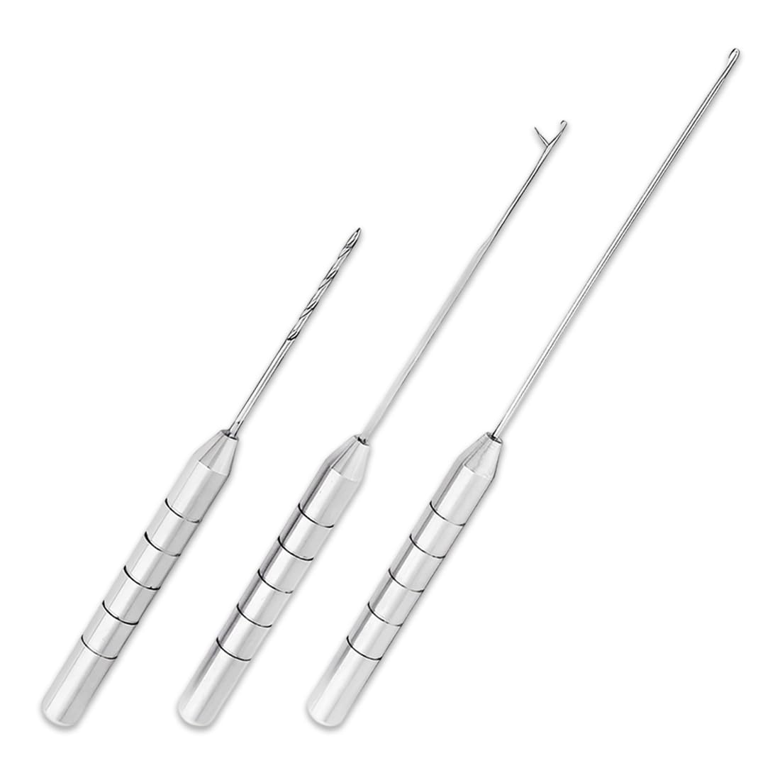 Kit da 3 Aghi da Pesca in Acciaio Inossidabile - Set Professionale per Esca con Punteruolo, Ago per Nodi e Ago per Ancorette - Per Boiles, Esche Naturali e Artificiali