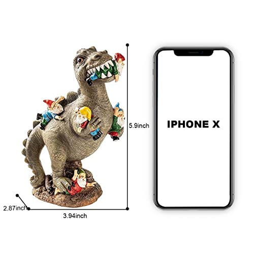 Xhsp Dinosaur Eating Elves Garden Statue, Outdoor Decoration, Outdoor Terrace, Lawn, Courtyard Art Decoration, Garden Gift (Small, Light Color) #TOP2