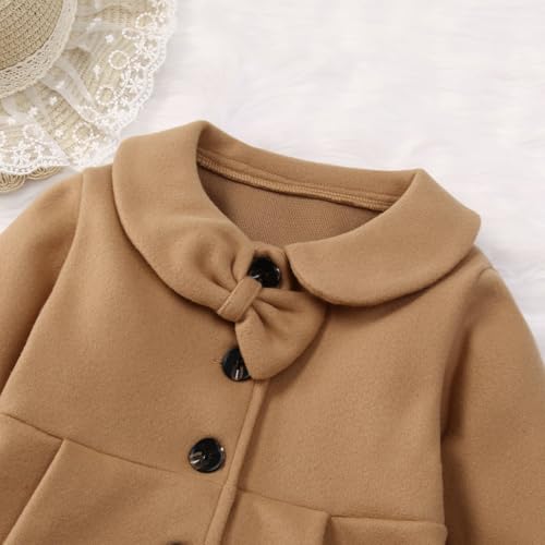 Toddler Baby Girl Coat Long Sleeve Solid Color Buttons Clothes Jacket Little Girls Dress Coat Fall Winter Outfit3