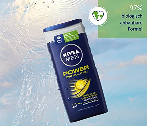 NIVEA MEN Power Fresh douchegel (250 ml), douchegel voor een krachtige start van de dag, douche met menthol en de geur… - Image 4