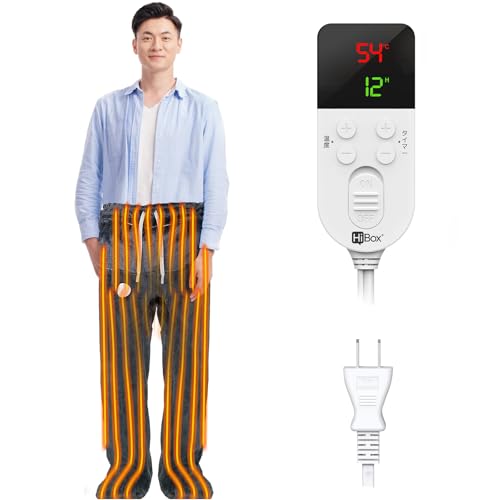 HiBox®【現役看護師監修】足温器 着るこたつ フットウォーマー コンセント式 着る電気毛布【25~60℃までフリー温度調節機能 1～12時間タイマー付き】ホット脚入れヒーター 電気足温器 ホット足入れヒーター 多機能加熱パンツ 安全 エコ 省エネ 全身を暖かく PSE認証済 AC100-120V「関東＋関西」(L（身長150-165CM）(55kg以下）)