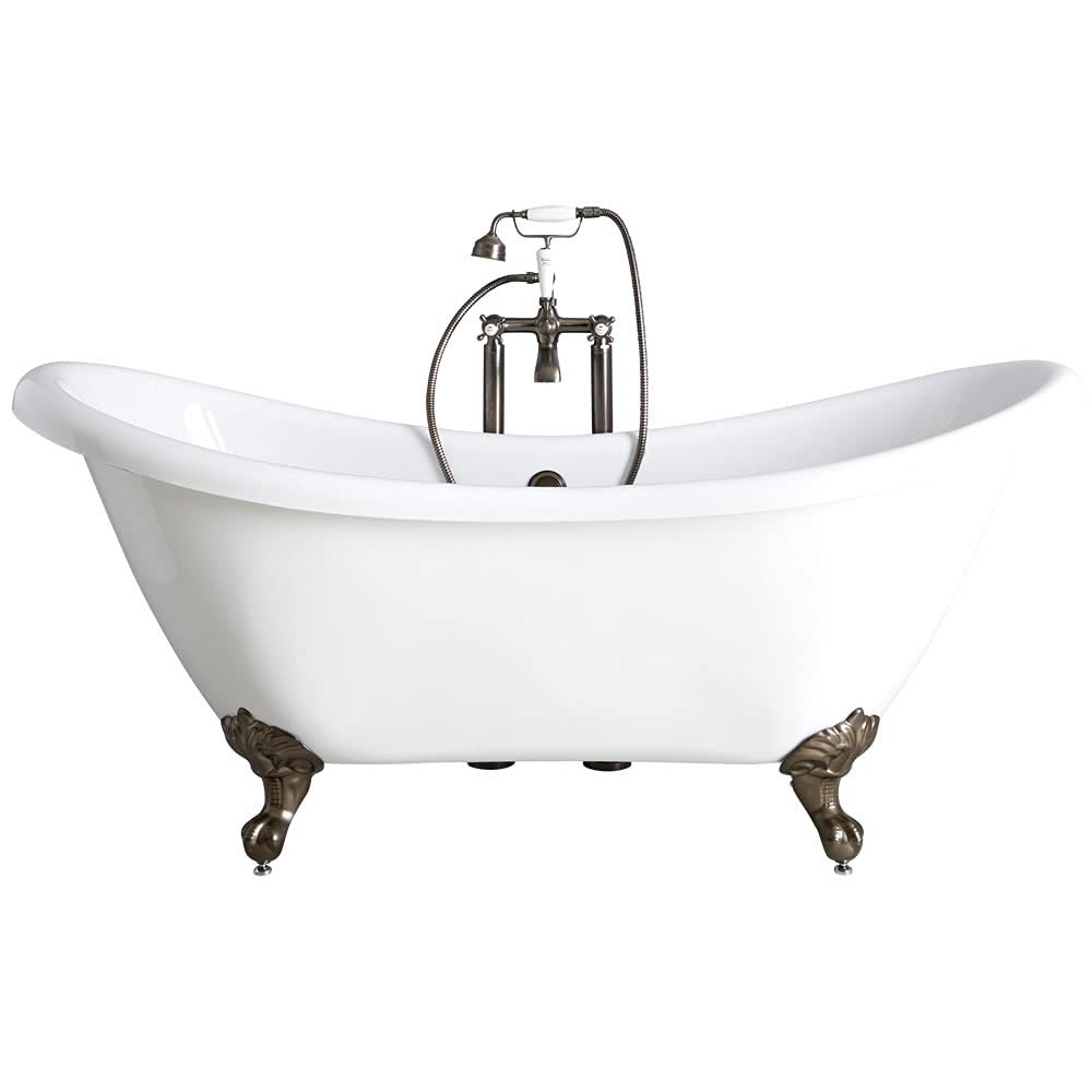 Milano Legend White 1750mm x 730mm Double Ended Freestanding Slipper Bath Gold Feet