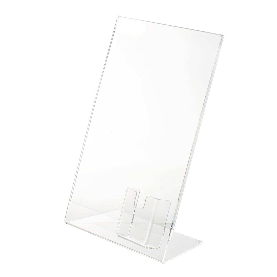 Danieli | Espositore A4 con portabigliettini da visita da scrivania in plastica trasparente | Porta biglietti da visita da tavolo con Cornice Trasparente Portafoto A4 per Fiere, Ristoranti, Uffici