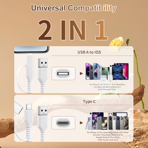 Image of Aolcev USB C Cable 2 in 1 Multi USB A to USB C Fast Charging Cable 3.3FT