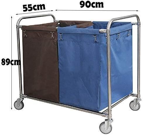 Laundry Basket on Wheels Laundry Hamper Sorter Cart With 2 Remoable Bags And Mute Wheels, Commercial Serice Trolley For Laundry