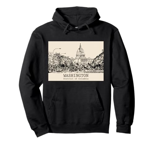 Washington DC Vintage Horizonte Dibujo Sudadera con Capucha