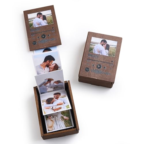 Álbum de Fotos Extraíble Personalizado para Parejas, Caja de Regalo de Madera con Fotos en Acordeón, Regalos Personalizados para Cumpleaños, Caja de Recuerdo de Boda o Aniversario