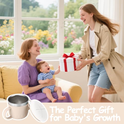 Image of Mity rain Stainless Steel Snack Containers for Kids with Spill-Proof Silicone Lids & Handles - 3-in-1 Baby Snack Cups, No-Spill Toddler Snack Box, Perfect for On-the-Go Healthy Eating