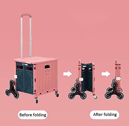 TTSLVS Einkaufstrolley Zusammenklappbar aus unempfindlichem Kunststoff mit Deckel & Aluminium Teleskop Griff 360° ohne… – Bild 3