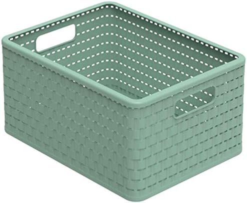 Rotho, Country, Storage box 18 l in rattan-look A4, Plastic (PP) BPA green, A4/18l (36,8 x 27,8 x 19,1 cm)