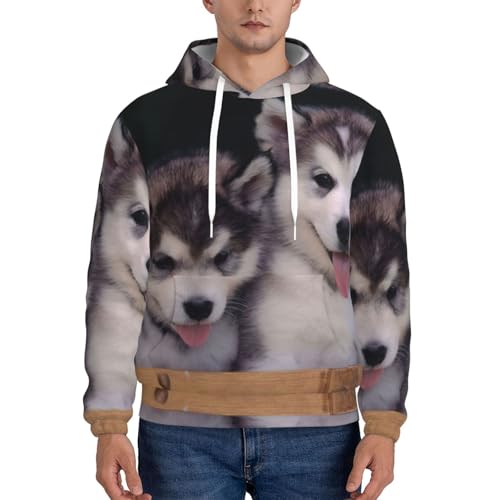Sweat à capuche tendance homme motif husky pull polaire chaud d'hiver - 2