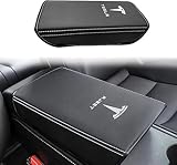 Tesla Model 3/Y Center Console Armrest Cover - Interior Accessories Leather Center Console Protector Pad for Model 3 2017-2024 or Model Y 2020-2024 (Black)