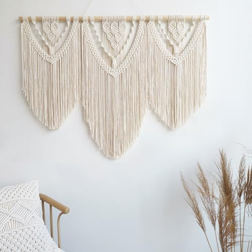 Achart Macrame Wall Hanging Large- Boho Wall Decor- large wall art- Wall Decor Living Room- Macrame Tapestry Boho Decor for Bedroom (Beige-C) by Achart - Used condition - Image 2