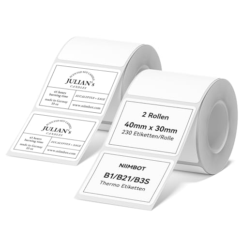 Étiquettes compatibles NIIMBOT B21 B1 pour organiser la maison et le bureau 40x30mm 2 rouleaux