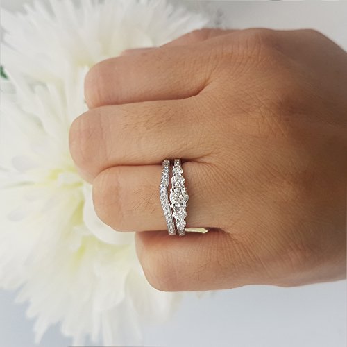 Dazzlingrock Collection 0.45 Cttw 10k Solid Gold Round Diamond Womens 5 Stone Bridal Engagement Ring Matching Band Set4