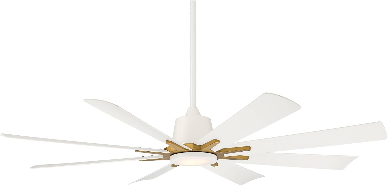 Casa Vieja 54" Inspirit Matte White LED Damp Remote Ceiling Fan