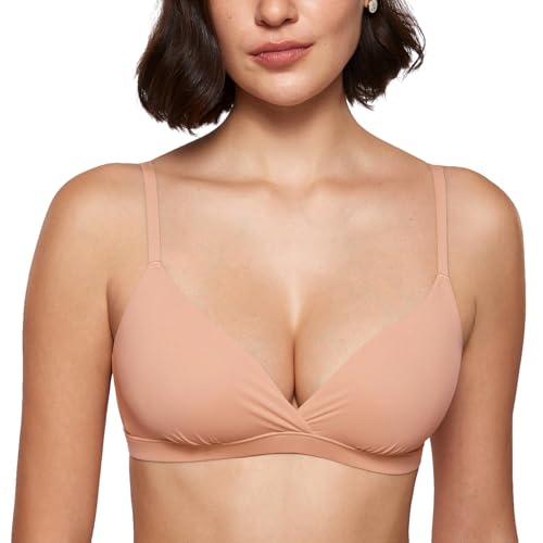 Image of INLYRIC Women's Inbarely Triangle Bralette Comfortable Unlined V Neck Wireless Smoothing Bra Top Stretch