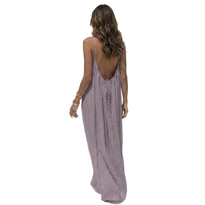 Robe longue dos nu d'intérieur fluide et légère pour femme