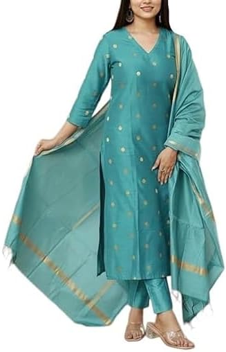 KULIA Tradycyjny kurtis spodnie z Duppatta Indian Ethnic Wear Rakhi Gifts