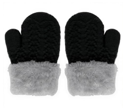 Kids Warm Winter Gloves, Boys Girls Fleece Lined Thermal Knit Mittens for Snow Cold Weather 2-6Years