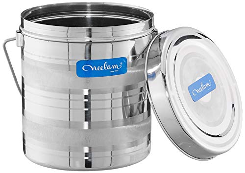 Image of Neelam Stainless Steel 17, 22 Gauge Diamond Milk Pot, 6100 ml, Stainless Steel Storage Can Useable As Steel Dabba, Milk, ghee, Oil Storage, Etc. Heavy Jointless Body, Induction Compatible, Silver