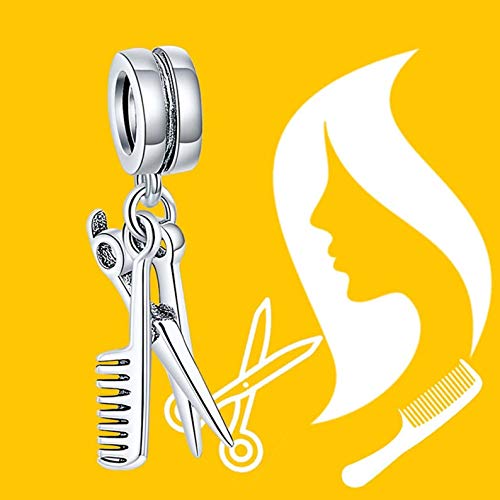 Bolenvi Hairdresser Hair Scissor and Comb Charm, Omni Clasp Clip on Dangle Pendant Compatible with Pandora & Similar Bracelets, Necklaces & DIY Jewelry, 925 Sterling Silver Charms3