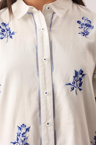 Image of Kids Girls Printed Embroidered Fusion Dress | Handmade Crafted Designer Ethnic Wear | 100% Cotton