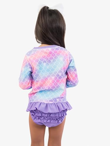 Image of RuffleButts Baby /Toddler Girls Long Sleeve Rash Guard UPF50+ Sun Protected Bikini Swimsuit