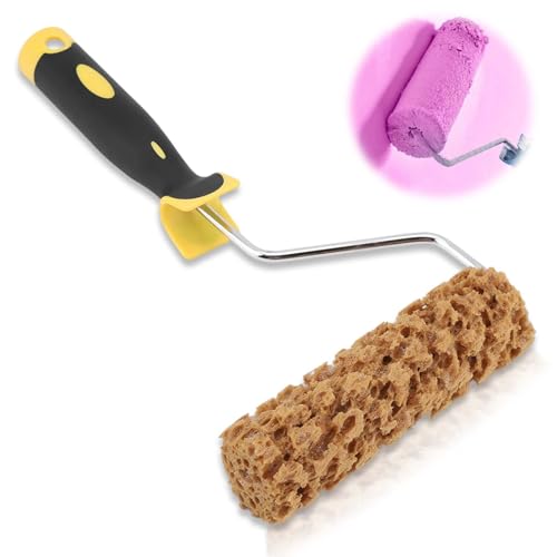 Rodillo de pintura con patrón de textura, herramienta de decoración de pintura de pared con mango para diseño creativo del hogar, cambios de imagen de habitaciones