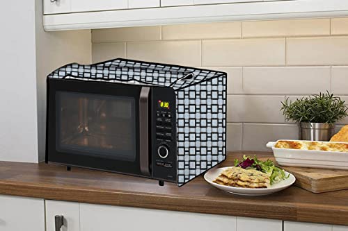 Image of Stylista PVC Microwave Oven Cover for Panasonic 27 L Convection NN-CD684BFDG, Lattice Pattern Grey