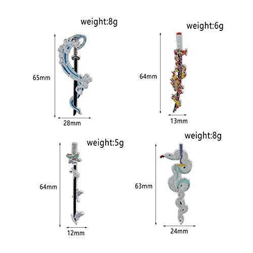 Yuraoer Anime Slayer Keychain Pin Set - Cartoon Figures 9 Hashiras Mini Katana Sword Key Chains Enamel Pin Jewelry Men Women (4 Pcs Pins) #TOP2