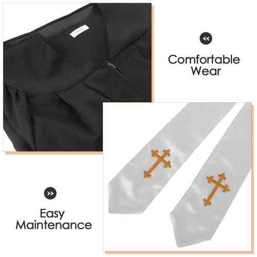 Robe de clergé avec étole brodée d'une Croix taille M noire