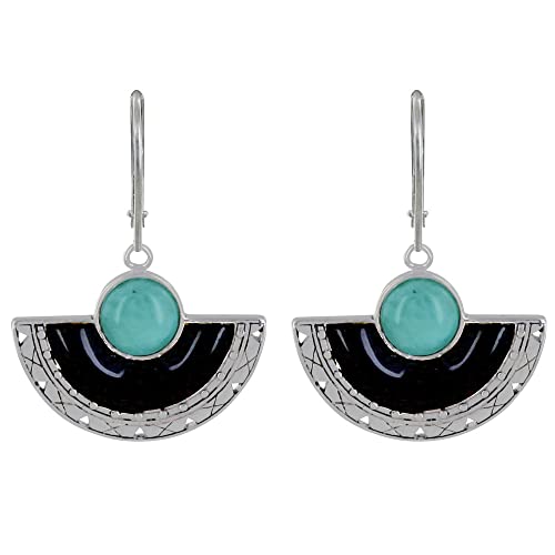 Boucles d'oreilles Larimar et perle en argent sterling de prestige