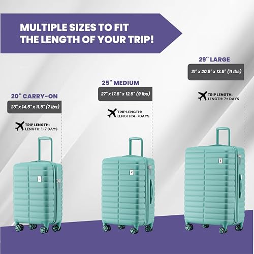 Spyder Puffer Style 25 Inch Expandable Hardside Upright Suitcase with 360° Spinner Wheels, TSA Approved Lock, Seafoam Green2