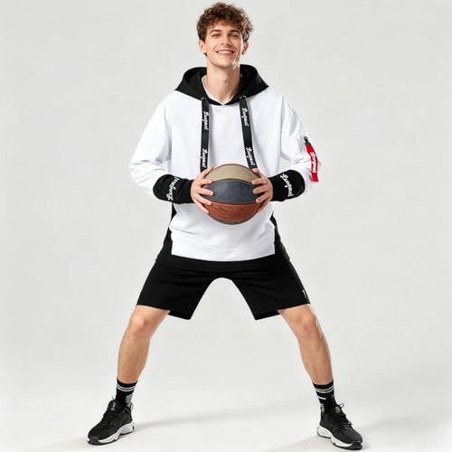 Hoodies for Men Contrast Color Pullover Hoodie Casual Colorblock Long Sleeve Sweatshirt3