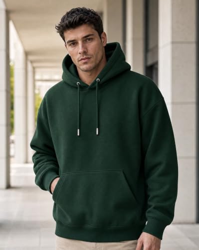 Image of Nobero Heavy Duty Oversized Solid Hoodie for Men | Hoodies for Men | Oversized Fit | Solid Colour | Thick Fleece Fabric | Drawstring Hood