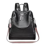 Mabecol Damen Rucksack PU Leder Multifunktional Anti-Diebstahl Wasserdicht Große Kapazität Umhängetasche Handtasche für Schule Arbeit Reisen Freizeit Modischer Rucksack (Schwarz)