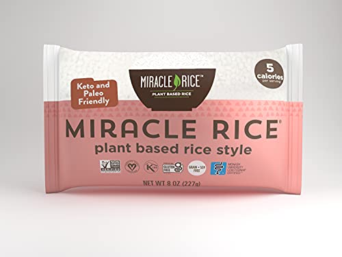 Miracle Noodle Miracle Rice, 8 Oz (Pack of 6), Plant Based Shirataki Konjac Rice, 5 Calories, 1g Net Carbs Per Serving, Keto, Gluten-Free