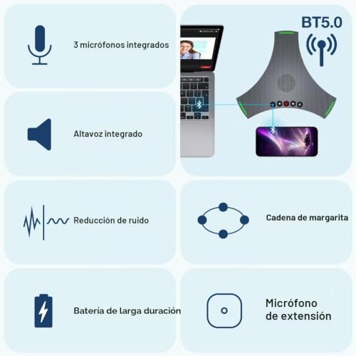 Miniatura 2 de Matosio Octopus Ultra, Altavoz Y Microhpone De Conferencia Con Micrófono De Extensión, Reducción De Ruido Y Eco, Conexión Bluetooth, Usb Y Conexión En Margarita