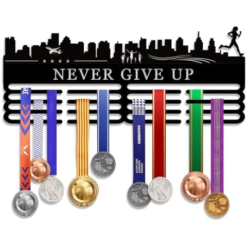 Kotagi Personalized Medal Hanger Display with Name - Wall Mount Urban Running Medal Hanger Display, Easy to Install Medal Display Hanger, Metal Rack Ribbon Hanger for Soccer Marathon, Race, Sports Cover