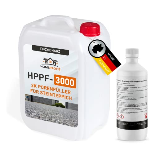 Home Profis® HPPF-3000 2K Epoxidharz Porenfüller für Steinteppich Innen & Außen (3kg) – Transparente Versiegelung, Porenverschluss zur Teilverfüllung und Vollverfüllung