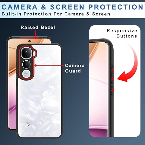 Image of CEDO Backcover for Vivo Y400 Pro (5G) | Camera Protection Bump Shockproof Edge | Ultra Hybrid Transparent Acrylic Clear TPU+PC Hard Backcase Cover (Black)