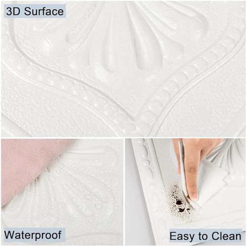 Dalles de plafond en mousse 3D adhésives brique blanche x10 - 4