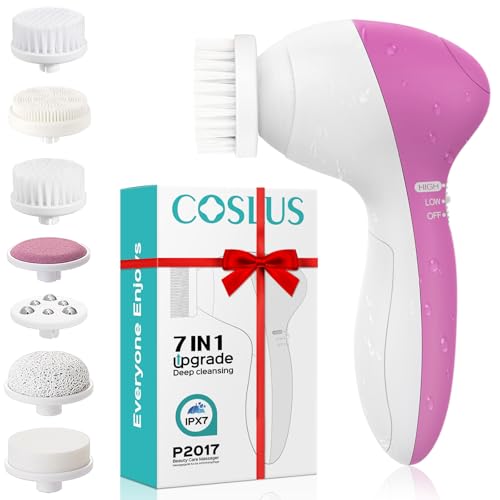 COSLUS Facial Cleansing Brush Silicone Face Scrubber: 7 in 1